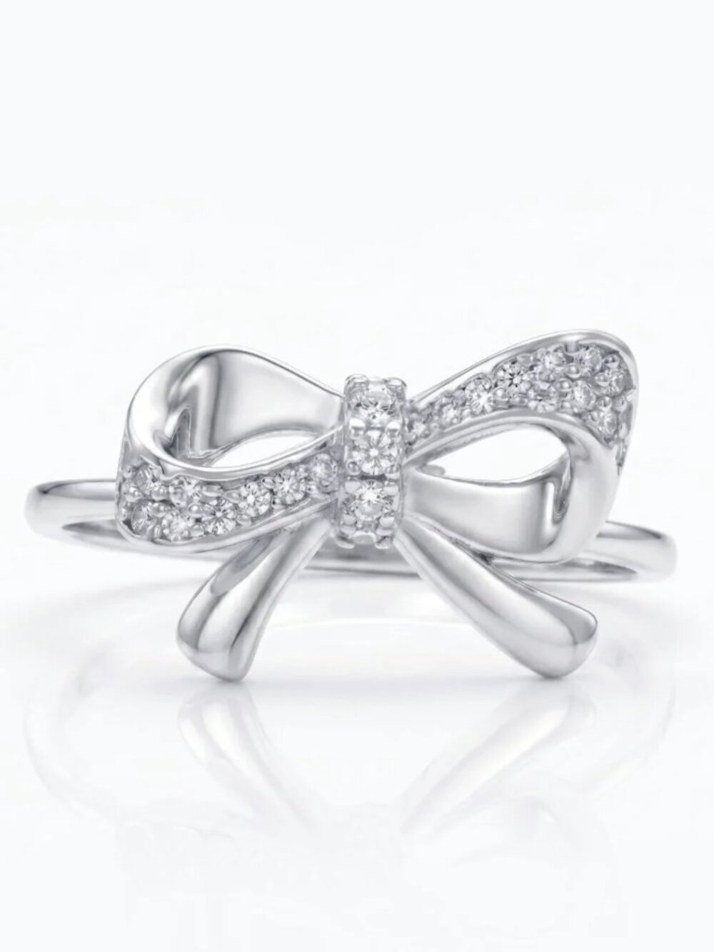 Womens Knot Bow Ribbon Ring in 925 Sterling Silver